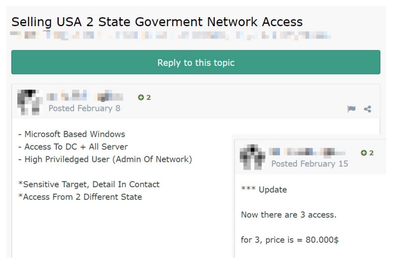 Figure 8. Advertising domain administrator rights on a government network