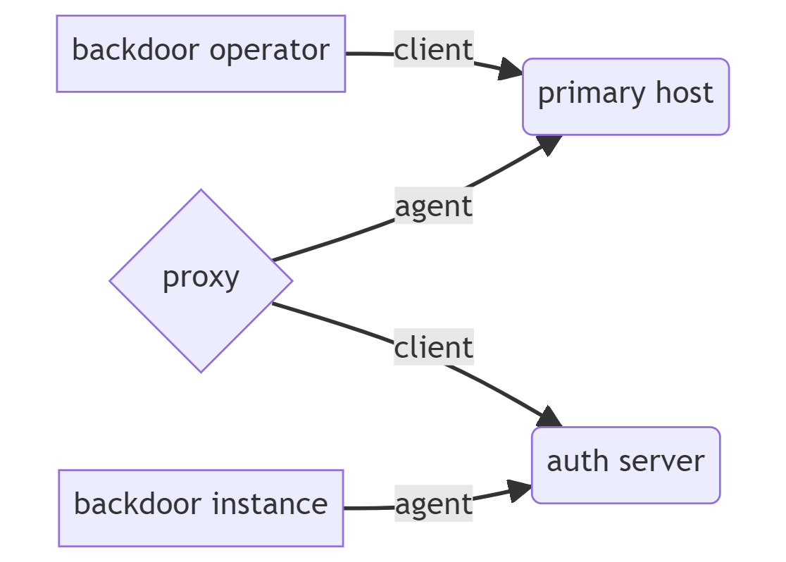 Data transfer between the backdoor and the operator