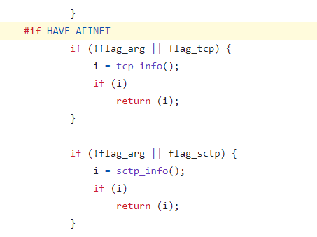 Original code of the main function of netstat