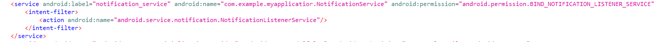 Declaration of NotificationService in the manifest