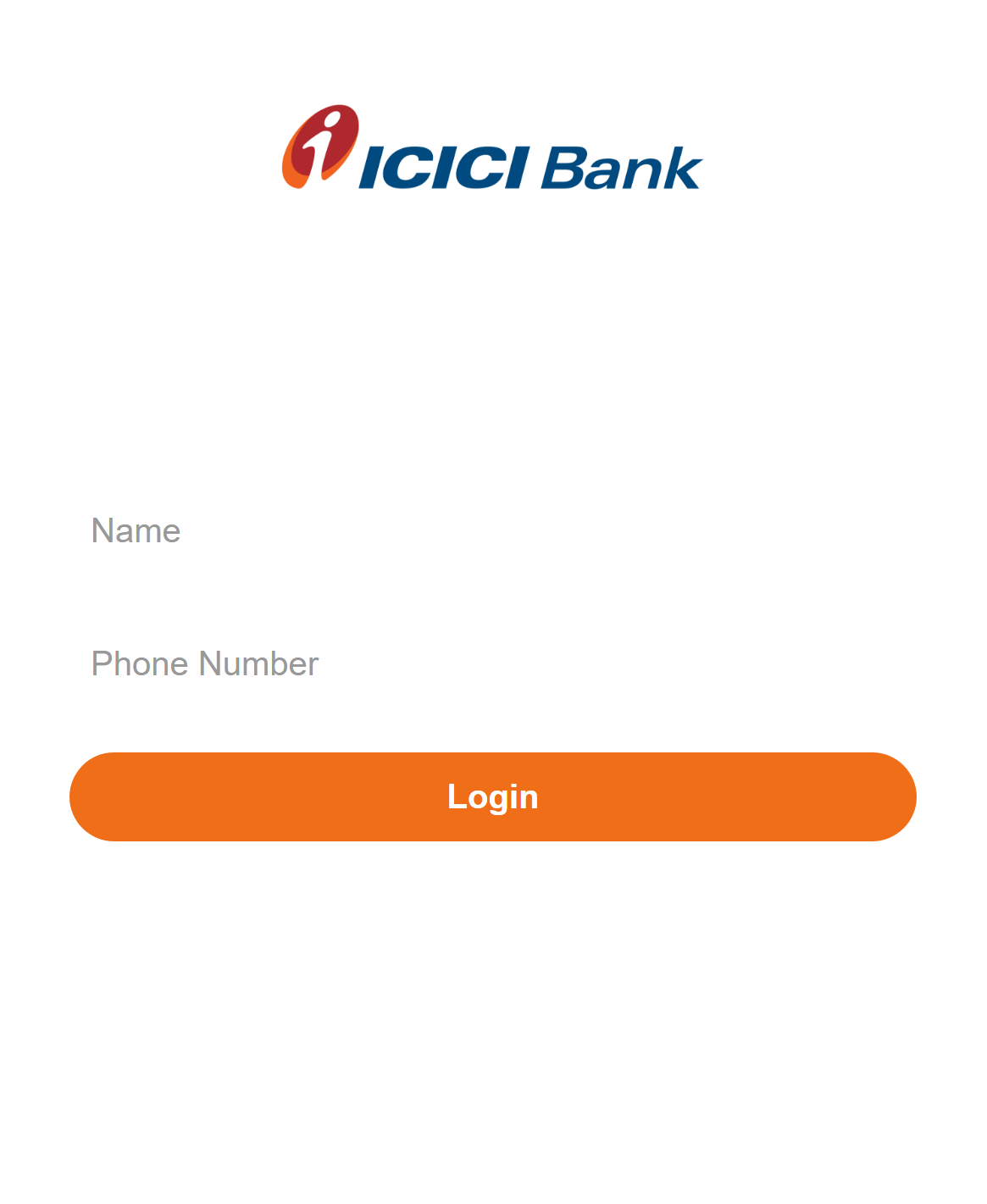 Fake ICICI Bank Entry Form